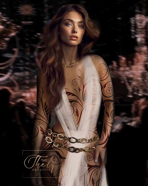 Feyre White Dress Acotar, Acotar Under The Mountain Fanart, Fayre Archeron, The Naga Acotar, Feyre Under The Mountain Dress, Feyre Dress Under The Mountain, Acheron Sisters, Feyre Under The Mountain, Character Descriptions