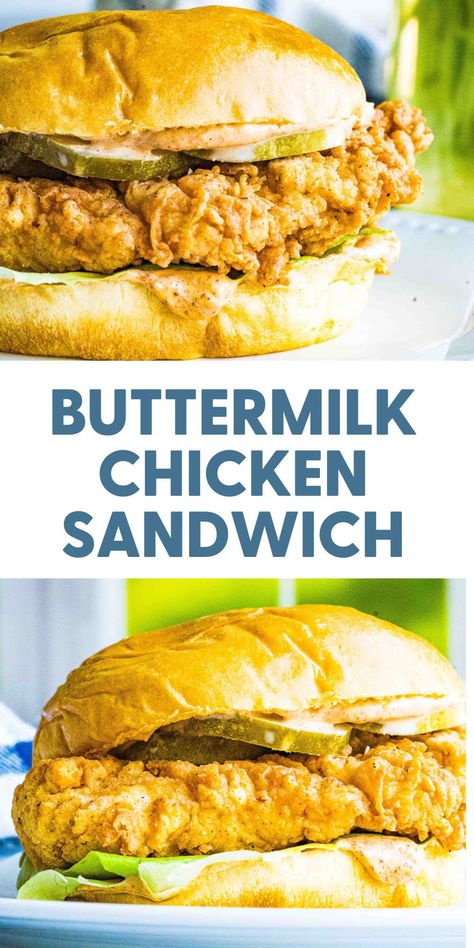 Join me in making the most delectable Buttermilk Fried Chicken Sandwich! It's easier than you think and oh-so-satisfying. Grab the recipe now Dinner Recipes Using Buttermilk, Chicken Breast Sandwich Ideas, Deep Fried Chicken Sandwich, Homemade Chicken Sandwich Recipes, Buttermilk Chicken Sandwich Recipe, Breaded Chicken Sandwich, Best Buttermilk Fried Chicken Recipe, Buttermilk Chicken Sandwich, Crispy Chicken Sandwich No Buttermilk