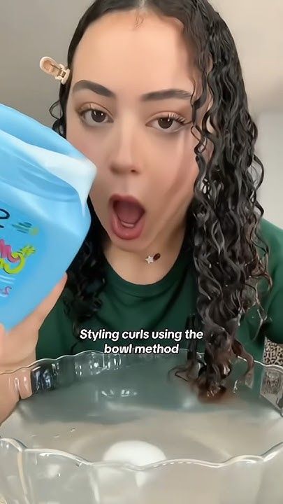 Styling curls using bowl method by sophiiaacsta Bowl Curly Hair, Curl Bowl Method, Curly Bowl Method, The Bowl Method Curly Hair, Curly Hair Bowl Method, Bowl Method Curly Hair, Dyson Air Wrap Hairstyles, Bowl Method, Styling Curls