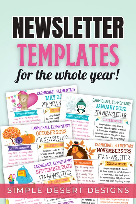 Pta Newsletter Template Free, Pto Newsletter Template Free, School Newsletter Ideas, Pta Newsletter, Monthly Newsletter Template, Newsletter Examples, Newsletter Template Free, Weekly Newsletter Template, Church Newsletter