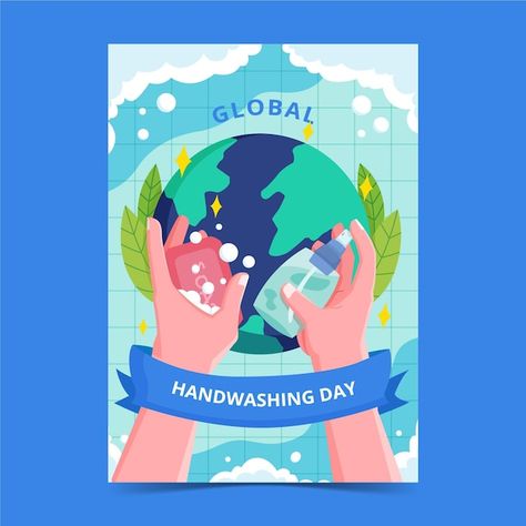 Flat global handwashing day vertical pos... | Free Vector #Freepik #freevector #flat-poster #awareness-poster #vertical-poster #hand-soap Global Handwashing Day Poster, Poster Awareness, Handwashing Poster, Global Handwashing Day, Hand Washing Poster, Poster Template Free, Awareness Poster, Vertical Poster, Poster Template