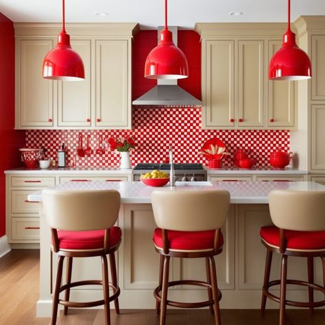 20 Stunning Beige and Red Kitchen Ideas to Transform Your Space - Style Zuri Red Kitchen Ideas, Space Style, Living Kitchen, Red Kitchen, Kitchen Diner, Cottage Kitchen, Diner, Kitchen Ideas, Cottage