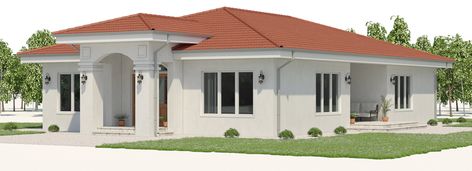 house design house-plan-ch577 5 Ghana House Plans Design, African Houses, Small House Design Philippines, House Plans Design, Small House Blueprints, Small Modern House Plans, Bungalow Style House, African House, Classical House