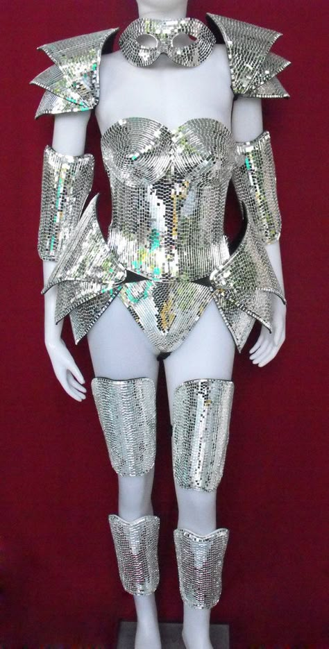 Robot Roman Warrior Lady Gaga Man Woman Mirror Costume Set Mirror Costume, Stilt Costume, Futuristic Costume, Mirrored Costume, Kiss Costume, Woman Mirror, Space Costumes, Roman Armor, Costume Carnaval