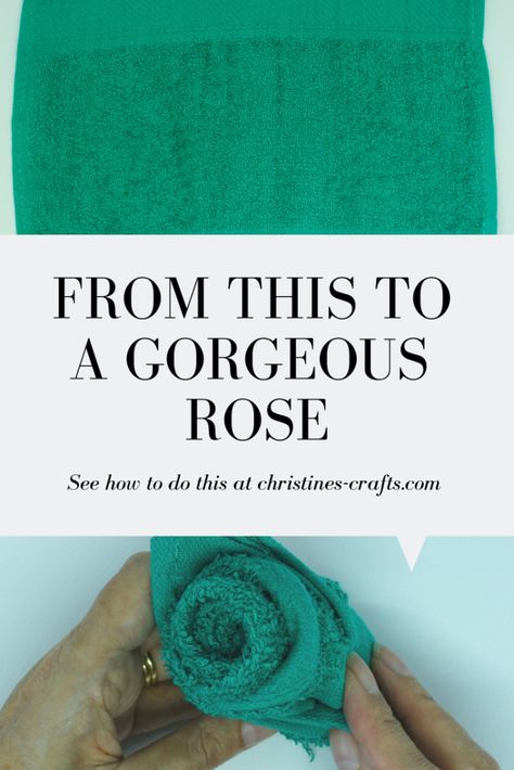 Washcloth Roses Tutorial (easy to make) ~ Christine's Crafts Washcloth Roses, Washcloth Folding, Roses Tutorial, Sewing Simple, Cloth Folding, Washcloth Crafts, Fold Towels, Rose Teddy Bear, Towel Art