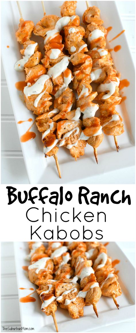 Ranch Chicken Kabobs, Buffalo Ranch Chicken, Chicken Kabob Recipes, Easy Buffalo Chicken, Grilled Chicken Skewers, Easy Chicken Recipe, Suburban Mom, Buffalo Ranch, Kabob Recipes