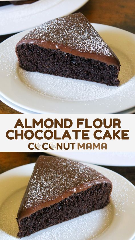 This rich almond flour chocolate cake is moist, decadent, and just as tasty as a chocolate cake made with regular flour! Dairy Free Ganache, Chocolate Cake Recipe Videos, Almond Flour Chocolate Cake, Almond Flour Cake, Almond Flour Pizza Crust, Almond Flour Cakes, Dairy Free Baking, Baking With Coconut Flour, Chocolate Almond