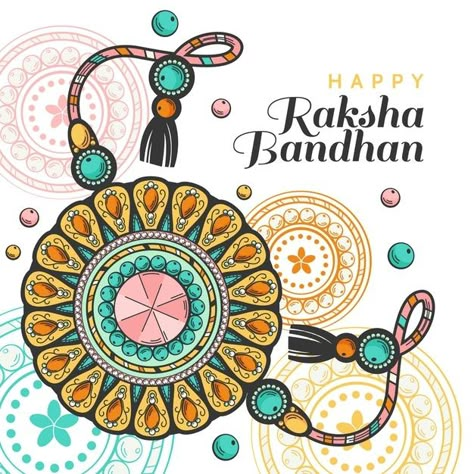 Hand drawn raksha bandhan Free Vector | Free Vector #Freepik #freevector #background #hand #hand-drawn #celebration Happy Rakshabandhan Stickers, Raksha Bandhan Drawing Ideas, Happy Rakhi Images, Raksha Bandhan Drawing, Rakhi Images, Raksha Bandhan Cards, Rakhi Wishes, Happy Raksha Bandhan Images, Raksha Bandhan Greetings