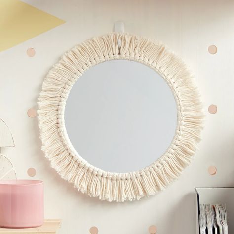 Lily® Sugar’n Cream® Reflected Fringe Hoop Beginner Crafts, Hoop Projects, Circular Mirror, Floral Hoops, Macrame Decor, Round Mirror, Hanging Mirror, Hot Glue Gun, Crochet Home