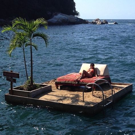 Floating Bed, Private Island, In The Ocean, Seychelles, House Boat, Rafting, Dream Vacations, Beach Life, Palm Tree