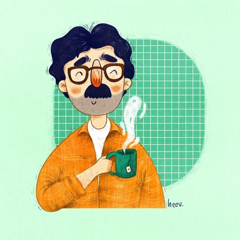 Mug, mustache, man, Man With Glasses Illustration, Man Character Illustration, Mustache Illustration, Cartoon Mustache, Mosaic Houses, Character Development Illustration, Bullet Journal Japan, Man With Mustache, Cake Background