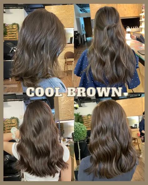 Muted Brown Hair With Highlights, Level 5 Cool Brown Hair, Medium Dark Ash Brown Hair, Olive Brown Hair Color, Level 5 Neutral Brown Hair, Different Lengths Of Hair Chart, Brown Hair Fair Skin Blue Eyes, Cool Tone Medium Brown Hair, Muted Neutral Brown Hair