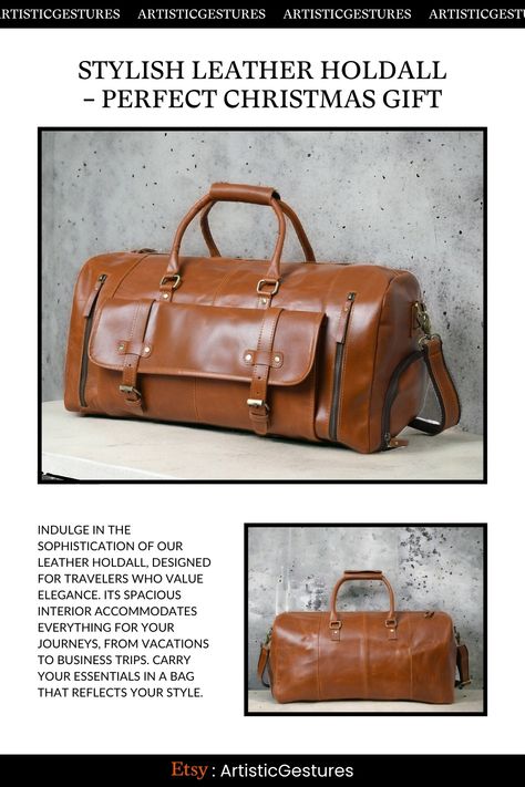 stylish leather holdall, perfect Christmas gift, sophistication, spacious interior, travelers, elegance, journeys, carry essentials Leather Holdall, Leather Weekender Bag, Leather Weekender, Leather Duffle Bag, Leather Laptop Bag, Leather Duffle, Duffle Bags, Duffel Bags, Duffel Bag Travel