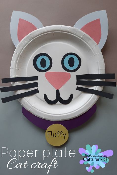 A fun and easy paper plate animal craft for children. This sweet and simple little craft is perfect for any cat lover or farm enthusiast! #craftforkids #preschoolcrafts #kindergarten #cat #kitten #craft #kids #children #paperplate Paper Plate Cat, Cat Crafts Preschool, Paper Plate Animals, Mummy Crafts, Teddy Bear Crafts, Paper Plate Crafts For Kids, Sheep Crafts, Animal Craft, Rainy Day Crafts