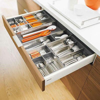 Cutlery Drawer Organization, Deep Drawer Organization, Kitchen Drawer Dividers, Cutlery Drawer, Beautiful Kitchen Designs, Cutlery Storage, Cutlery Tray, Kitchen Cutlery, Compact Kitchen