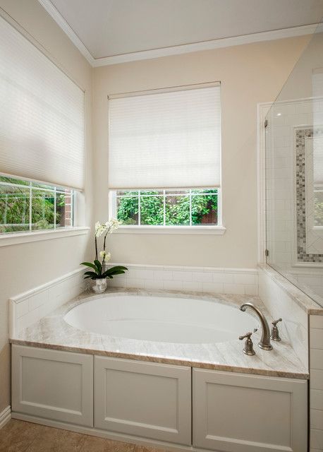 Built In Tub Master Bath, Master Tub, Master Bath Renovation, 90s Home, Built In Bath, Bathroom Makeovers, Timeless Bathroom, Rustic Bathroom Designs, Spa Like Bathroom