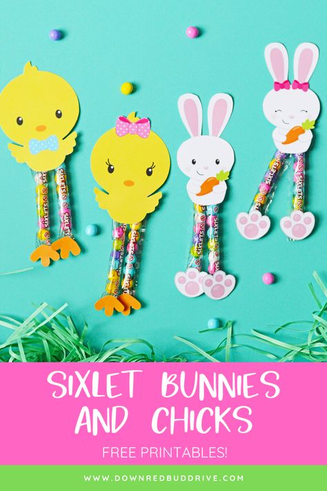 Easy Easter candy!  Sixlet Bunnies | Sixlet Chicks | Sixlet DIYs | Easter Candy DIY | Easter Gift Idea | Easter Basket Filler DIY | Easter Printables | Down Redbud Drive #sixletbunnies #sixletchicks #sixlets #eastercandy #easterdiy Diy Easter Treats, Diy Easter Gifts, Easter Printables Free, Diy Anniversary, Easter Story, Easy Easter Crafts, Craft Decorations, Easter Basket Fillers, Wedding Gift Diy