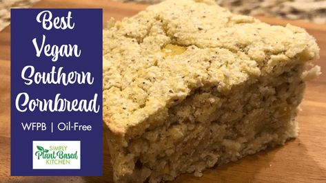 Best Vegan Southern Cornbread Recipe (oil-free) - Simply Plant Based Kitchen Plant Food Recipes, Southern Cornbread Recipe, Fluffy Cornbread, Vegan Chili Recipe, Vegan Cornbread, Cornbread Recipe Sweet, Southern Cornbread, Baking Soda Vinegar, Sweet Cornbread