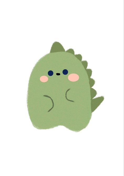 Cute Green Drawings, Cute Dinosaur Icon, Kawai Icon, Dino Drawing, Easy Dragon Drawings, Cute Dinosaurs, Dibujo Simple, Frog Wallpaper, Frog Drawing