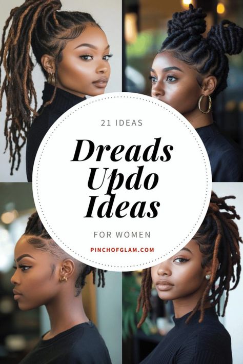 Braids On Locs Dreads, Braided Loc Updo, Loc Updo Styles Short, Dreads Updo, Dreads Short Hair, Faux Dreadlocks, Dreads Styles For Women, Loc Updo, Dreads Hairstyles