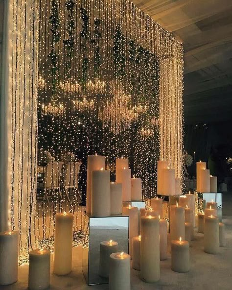 Shimmering toward its new world!... Reception Backdrop, Rustic Wedding Decorations, Wedding Reception Backdrop, Luxury Wedding Decor, Wedding Scene, Wedding Stage Decorations, Stage Decorations, Wedding Stage, Wedding Chairs