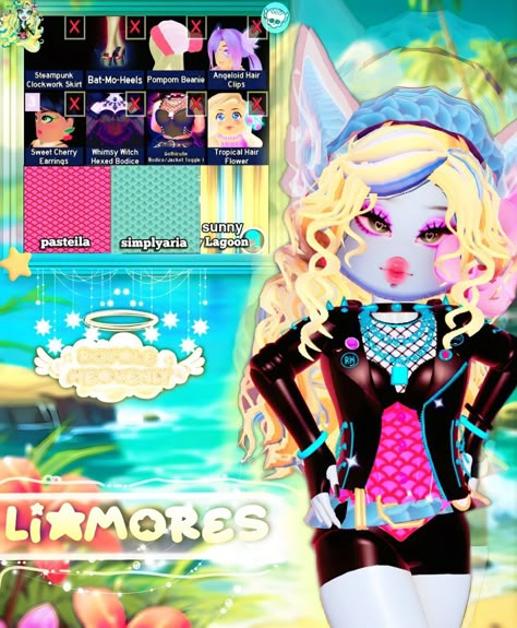 Toga Himiko Royale High, Clawdeen Wolf Royale High Outfit, Mischievous Mermaid Royale High, Haunted Theme Royale High, Royale High Concept Art, Monster High In Royale High, Ariel Royale High, Lagoona Royale High, Celebrity Royale High Outfits