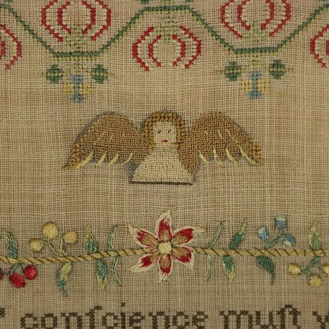 Antique Sampler, 1810, by Mary Peers Darning Patterns, Textile Tapestry, Antique Samplers, Embroidery Sampler, Ladies Gents, Pregnancy Pillow, Country Scenes, Cross Stitch Samplers, Floral Garland