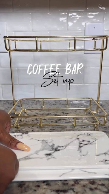 Home Coffee Stations Modern, Coffee Corner Ideas Kitchen, Coffee Station Set Up, Black And Gold Coffee Bar, Bar And Coffee Station Ideas, Coffee Corner Ideas Modern, Modern Coffee Station Ideas, Luxury Coffee Bar, Coffe Corners Ideas