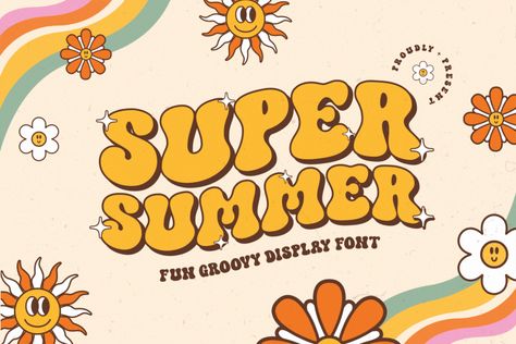 Super Summer is a fun, groovy display font that will bring back the lovely hippie vibe of the 60s and 70s. Its cheerful and summery personality, will help you create one-of-a-kind designs. Try before you buy Super Summer font for iOS, Android, macOS, or Windows for free, or you can download the full version with […] The post Super Summer Font appeared first on FreeFontDL. Full Alphabet Fonts, 60s Font, Hippie Font, Summer Font, Logos Vintage, Font Bubble, Casual Fonts, Groovy Vibes, Free Commercial Fonts