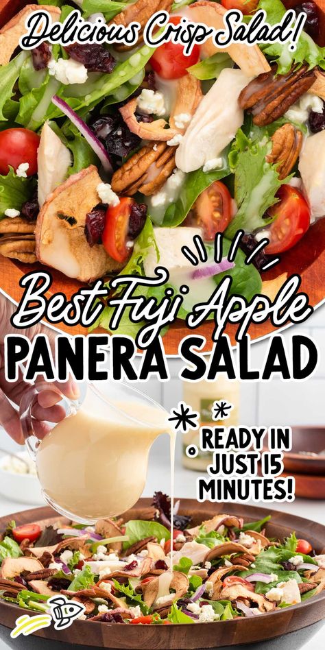 Fuji Apple Panera Salad Panera Fuji Apple Salad, Apple Salad Dressing, Panera Salad, Panera Recipes, Chicken Salad Dressing, Chicken Salad With Apples, Apple Salad Recipes, Vinaigrette Salad, Pecan Salad