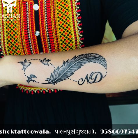 TashanTattoo
AshokTattooWala
S.20. Tirupati plaza
Opp. New bus stand
Near gd modi collage
Palanpur (gujrat)
9586697547
9687533310 Infinity Tattoo With Feather, Memorial Tattoo Ideas, Infinity Tattoo Designs, Cool Wrist Tattoos, Feather Tattoo Design, Neck Tattoos Women, One Piece Tattoos, Petite Tattoos, Infinity Tattoos