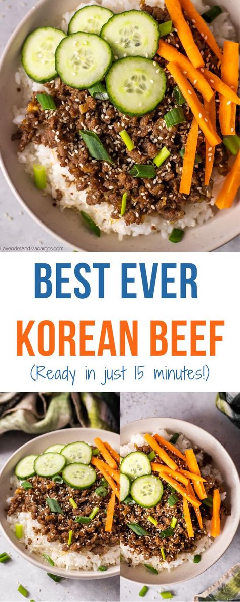 If you’re looking for a quick and easy weeknight meal, then try this Korean beef and rice! It’s the perfect combination of flavors for a meal that’s going to become a new family favorite! With a few pantry staples, you can make a delicious meal from start to finish in just 15 minutes! One Pot Beef And Rice, Beef And Rice Bowl, Korean Beef And Rice, Hamburger And Rice Recipes, Easy Korean Beef, Cheap Healthy Dinners, Korean Beef Recipes, Easy Suppers, Korean Bbq Beef