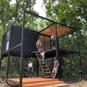 Design Casa Piccola, Steel Frame House, Container Buildings, Container Architecture, Container House Plans, Container Design, Container House Design, Tiny House Cabin, Steel House