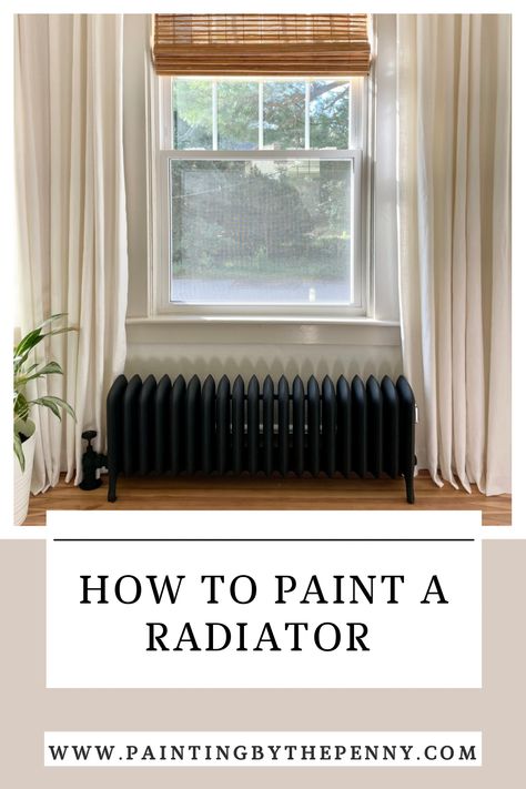 Painted Heater Radiator, Furniture In Front Of Radiator, Kitchen Radiator Cover, Long Radiator Cover, How To Cover A Radiator Ideas, Cast Iron Radiator Covers, Bathroom With Radiator, Old Radiator Cover Ideas, Paint Radiator Black