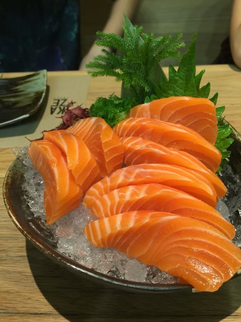 Salmon Aesthetic Food, Salmon Sashimi Aesthetic, Sashimi Aesthetic, Dream Fridge, Waist Wedding Dress, Empire Waist Wedding Dress, Salmon Sashimi, Soft Foods, Salmon Dishes