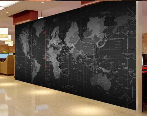 Technology World Map Wall Mural Modern Home Decor For Living | Etsy Mural Background, Map Mural, World Map Mural, Map Wall Mural, Map Murals, Wall Waterproofing, Normal Wallpaper, World Map Wallpaper, Large Mural