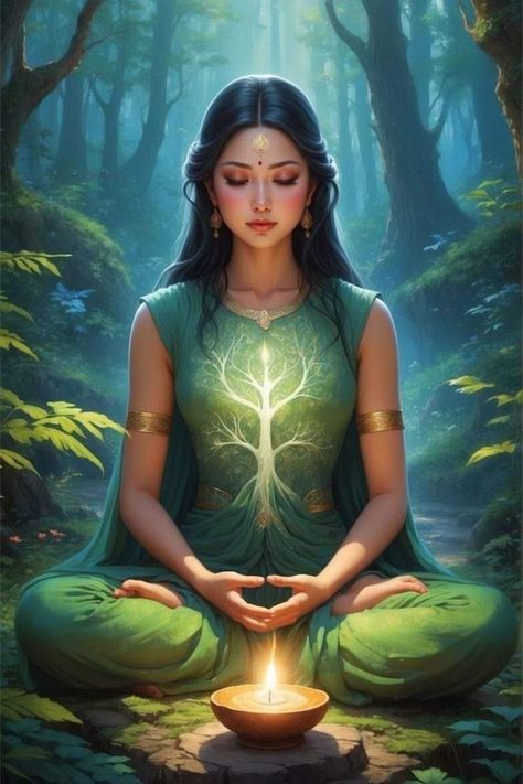 Inner Peace Meditation, Forest With Sunlight, Forest Meditation, Meditation Art Spirituality, Meditation Pictures, Meditation Images, Guided Meditation Scripts, Meditation Photos, Meditation Scripts