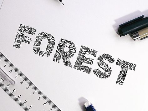 Forest Type Forest Typography, Ft Logo, Forest Logo, Drawing Letters, Fantasy Forest, Word Design, Calligraphy Letters, Beautiful Fonts, Art Journal Pages