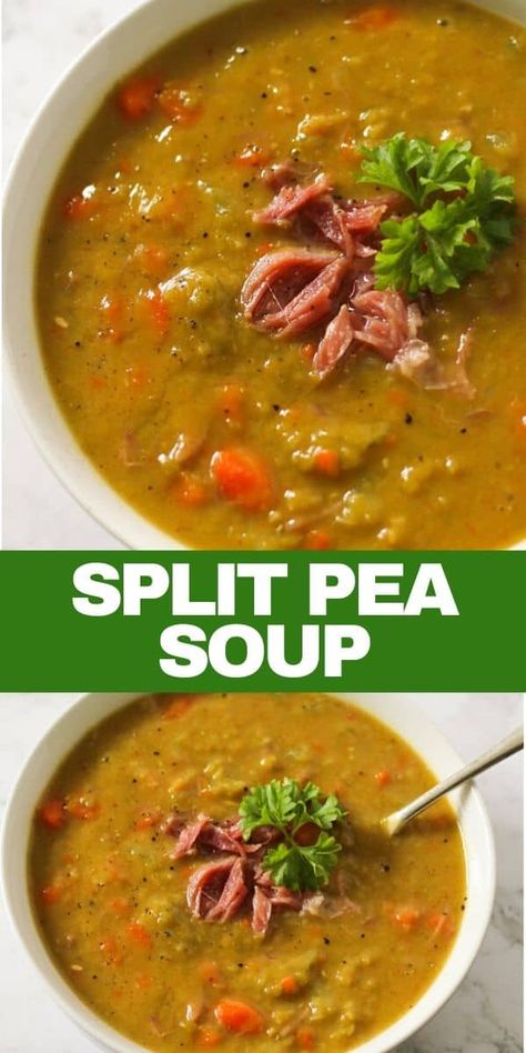 Split Pea Ham Soup, Split Pea And Ham Soup, Peas Bacon, Split Pea Soup With Ham, Pea Soup With Ham, Yellow Split Pea Soup, Ham Soup Recipes, Ham Bone Soup, Soup With Ham