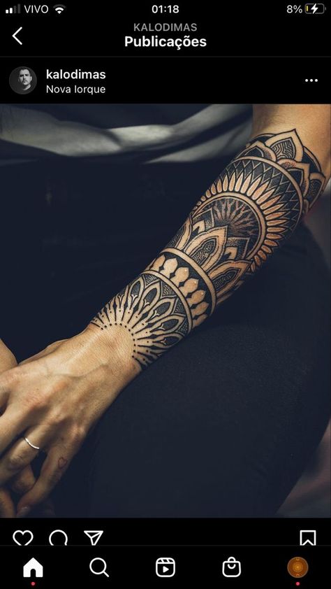 Forearm Tattoos Geometric, Forearm Mandala Tattoo, Mandala Arm Tattoos, Mangas Tattoo, Mandala Hand Tattoos, Mandala Tattoo Sleeve, Cuff Tattoo, Geometric Mandala Tattoo, Geometric Sleeve Tattoo