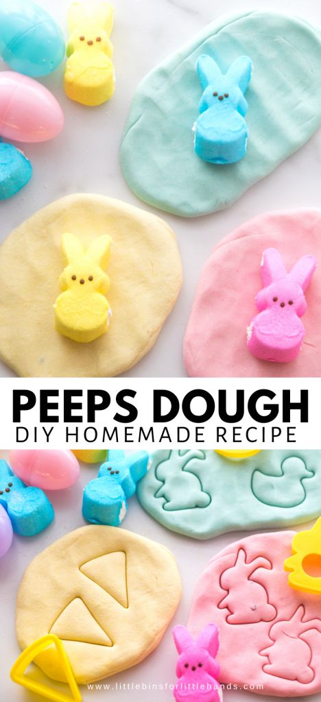 Easter Peeps Playdough Recipe | Little Bins for Little Hands Peeps Playdough Recipe, Peeps Playdough, Edible Play Dough Recipe, Peeps Crafts, Peeps Recipes, Edible Playdough, Dough Ideas, Homemade Playdough Recipe, Edible Slime