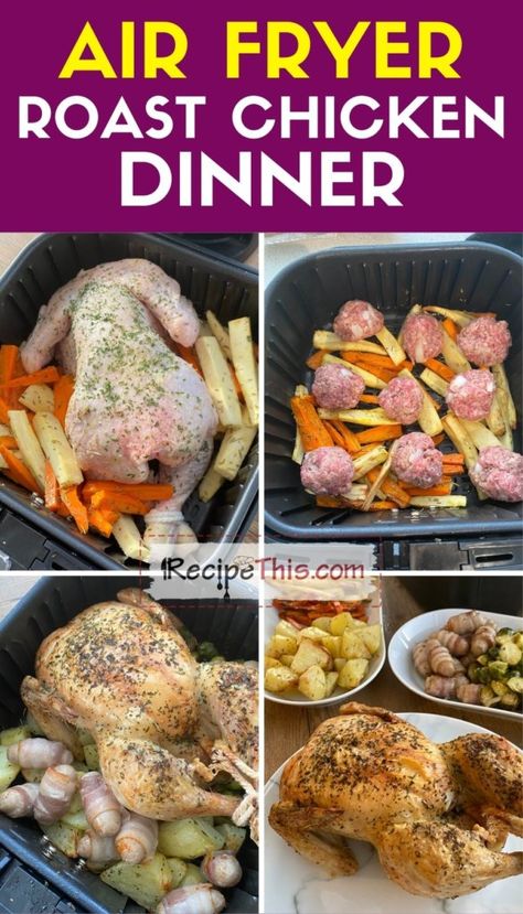 Roast Chicken Dinner Sides, Roast Chicken Sides, Air Fryer Roast Chicken, British Roast Dinner, Air Fryer Recipes Uk, Air Fryer Roast, Roast Dinner Recipes, Sunday Roast Dinner, Sage And Onion Stuffing