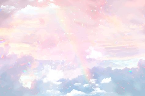 Aesthetic pastel pink background, rainbow sky with glitter design vector | free image by rawpixel.com / Adjima Pastel Clouds, Pastel Sky, Rainbow Sky, Cute Desktop Wallpaper, Rainbow Aesthetic, Glitter Design, Paper Background Texture, Pastel Pink Aesthetic, Rainbow Background