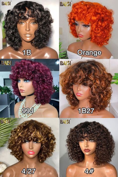 Curly Fringe Wig, Short Curly Human Hair Wigs, Short Afro Wigs, Fringe Wig, Curly Fringe, Sew In Wig, Egg For Hair, Bob Wig With Bangs, Curly Crochet Hair Styles