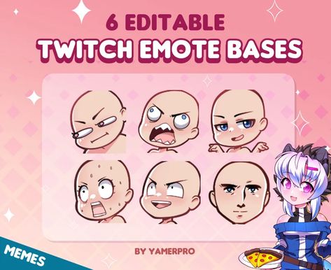 Diy Twitch Emotes, Emotes Base, Twitch Emote Base Free, Emotes For Twitch, Chibi Emotes Twitch Template, Emote Base, Twitch Chibi Emote, Lurk Twitch Emote, Angry Twitch Emote