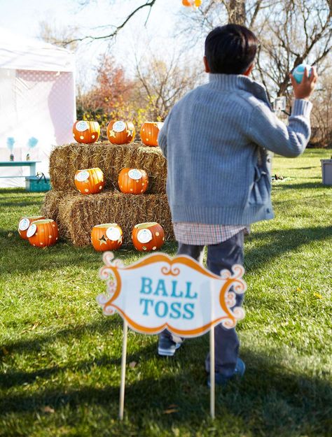 outdoor-ball-toss-game-2eab6eae Fall Outdoor Games For Kids, Backyard Birthday Party Ideas, Halloween Decoration Themes, Fall Birthday Party Ideas, Harvest Party Games, Campfire Birthday, Backyard Birthday Party, Backyard Carnival, Festival Activities