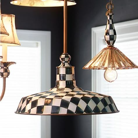 Courtly Check Barn Pendant Lamp - 18" Artistic House Decor, Quirky Farmhouse, Courtly Check, Dark Home Decor, Casa Vintage, Dark Home, Mackenzie Childs, Lamp Bulb, Eclectic Home