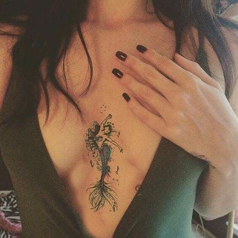 Cleavage Tattoos For Women, Underboob Tattoos, Cheetah Tattoo, Siren Tattoo, Mermaid Tattoo Designs, Turtle Tattoo Designs, Underboob Tattoo, Fantasy Tattoos, Blue Tattoo