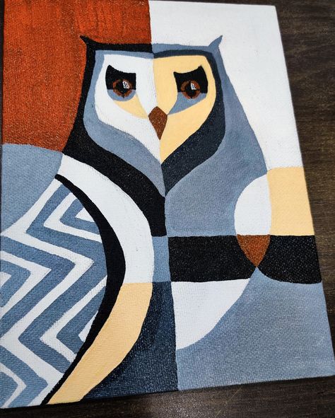 Owl Painting Abstract, Owl Paintings On Canvas Easy, Owl Painting Easy, Easy Owl Painting, Abstract Owl Painting, Owl Painting Acrylic, Owl Craft, Painting Easy, Owl Crafts