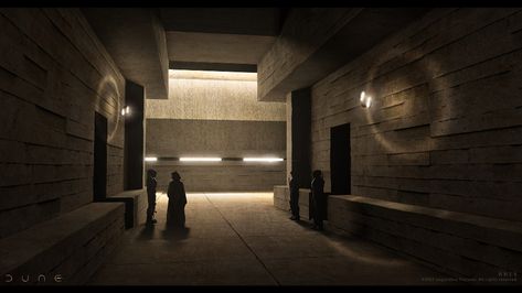 Dune Concept Art, Social Housing Architecture, Dune Film, House Atreides, Dune Frank Herbert, Sci Fi Architecture, Dune Art, Brutalism Architecture, Denis Villeneuve